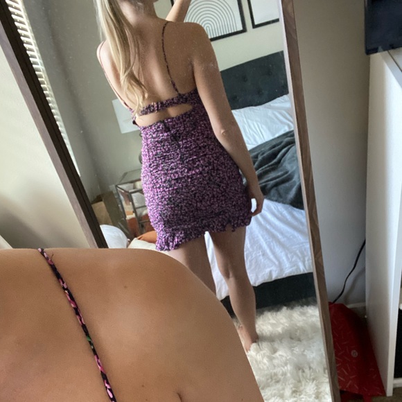 Mini Ruched Floral Dress M - Picture 4 of 5